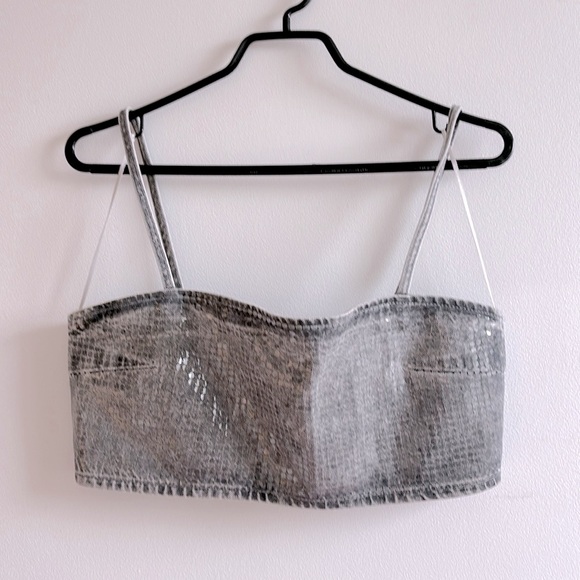 NWOT Zara Sequins Denim Bandeau Top - Picture 7 of 7